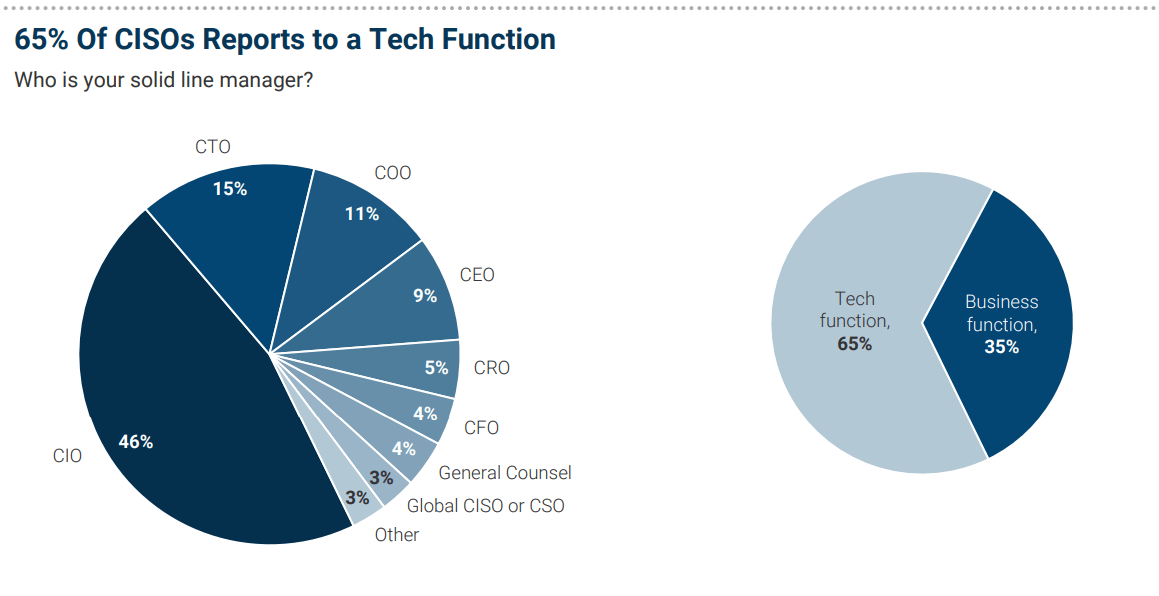 pie charts depicting the reporting structure of cisos