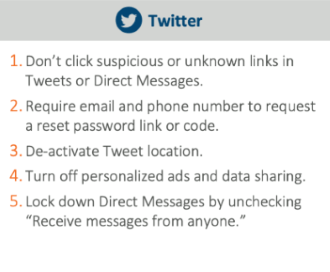 Graphic showing Tips for Protecting Executives' Twitter Accounts