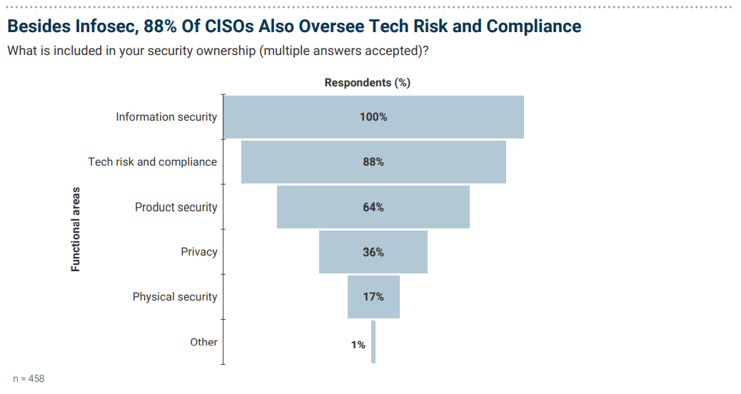 waterfall chart depicting areas of security cisos are responsible for